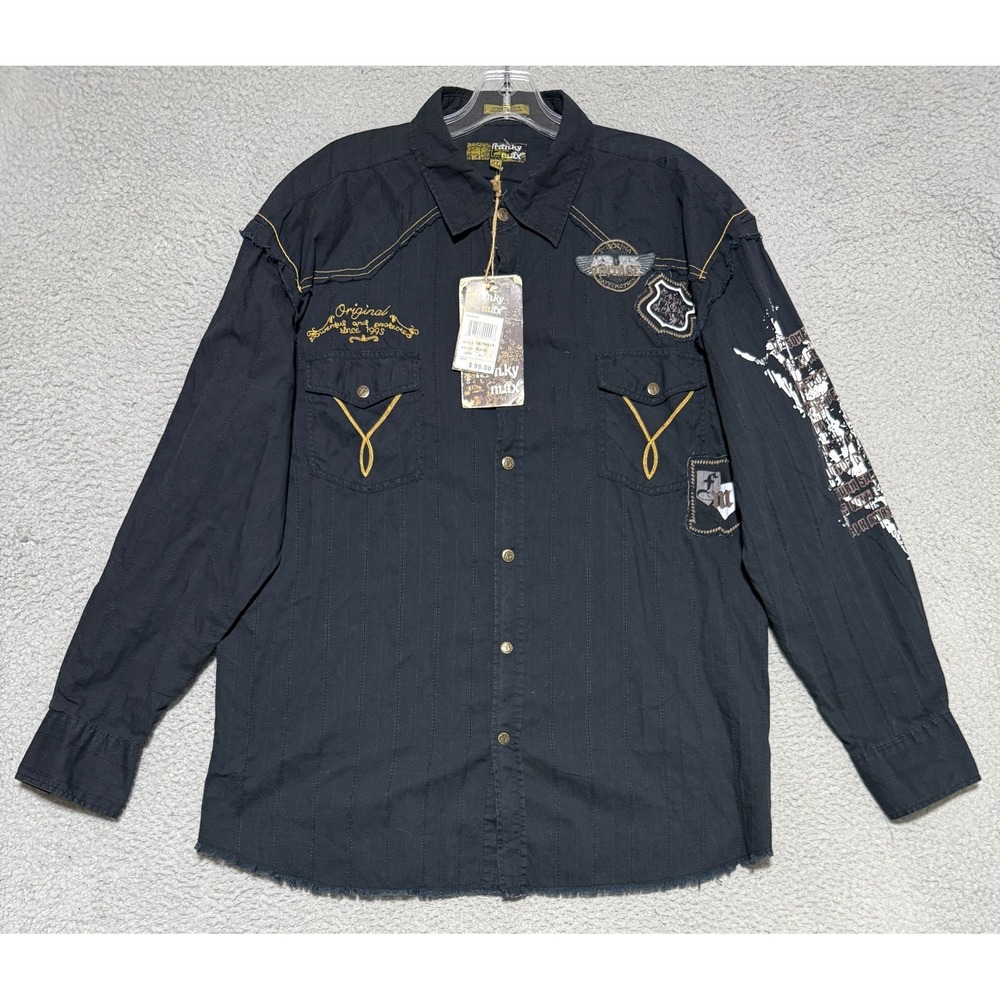 NEW Franky Max Embroidered Snap Button Western long sleeve shirt Mens XL